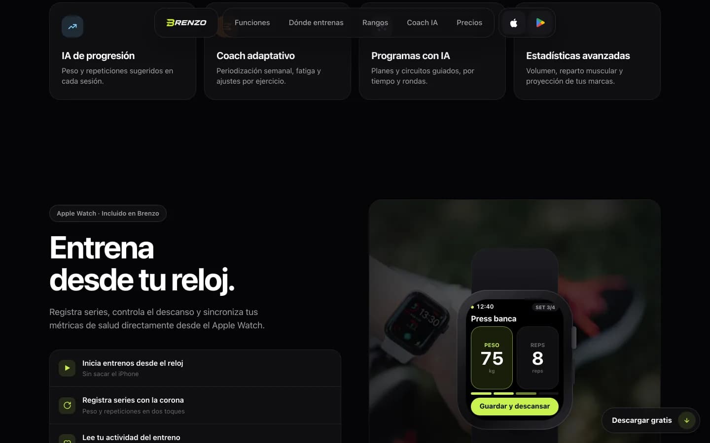Web de Brenzo, sección de Apple Watch
