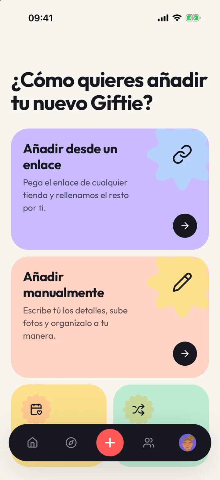 App MyGiftie, afegir un regal